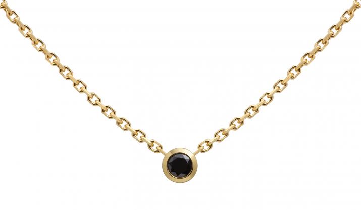 Collier chaîne avec diamant noir 0.10 carat en serti clos or jaune - Redline