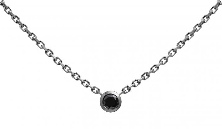 Collier chaîne avec diamant noir 0.10 carat en serti clos or noir - Redline