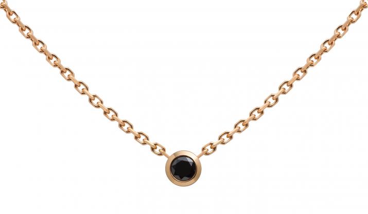 Collier chaîne avec diamant noir 0.10 carat en serti clos or rose - Redline