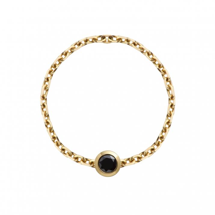 Bague chaîne avec diamant noir 0.10 carat en serti clos or jaune - Redline - 0++