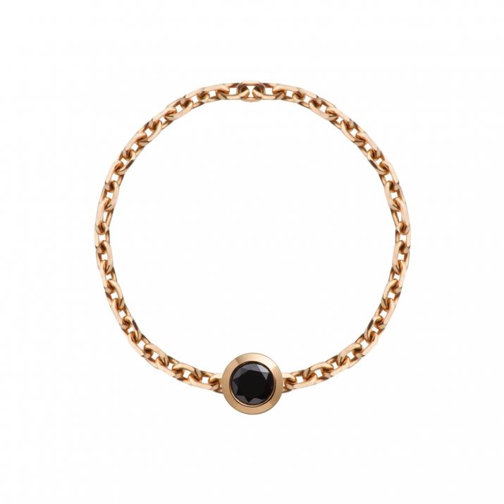 Bague chaîne avec diamant noir 0.10 carat en serti clos or rose - Redline - 0++