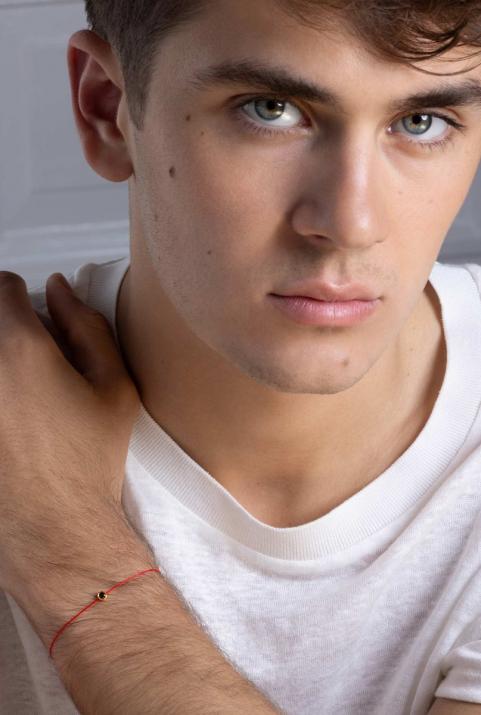 Bracelet homme fil avec diamant noir 0.10 carat en serti clos or rose - Redline - 0++