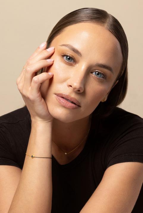 Bracelet fil et chaîne avec diamant noir 0.10 carat en serti clos or jaune - Redline - 0++