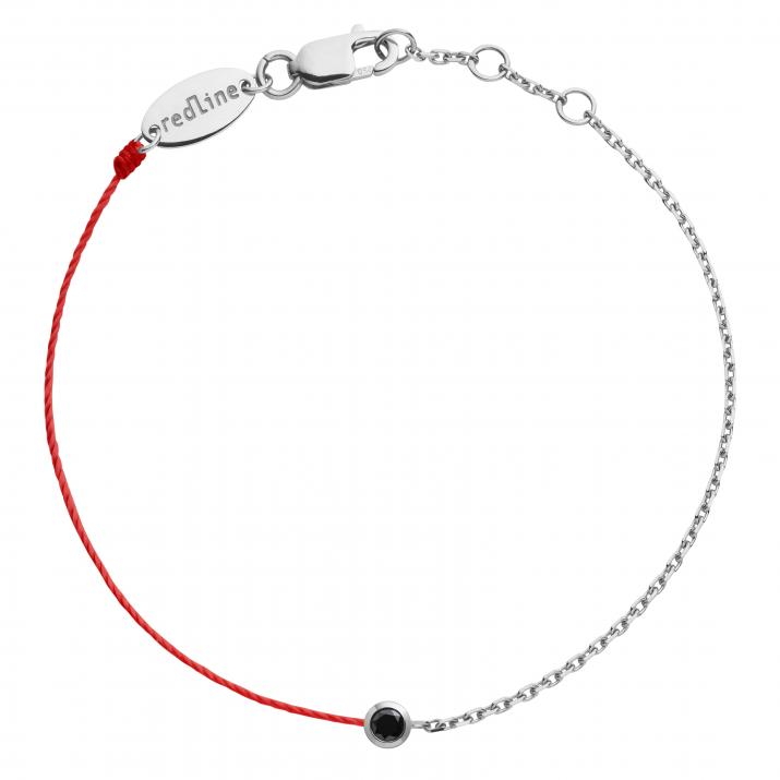 Bracelet homme fil et chaîne avec diamant noir 0.10 carat en serti clos or blanc - Redline