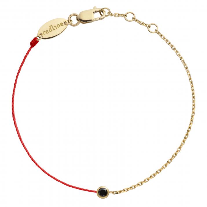 Bracelet homme fil et chaîne avec diamant noir 0.10 carat en serti clos or jaune - Redline
