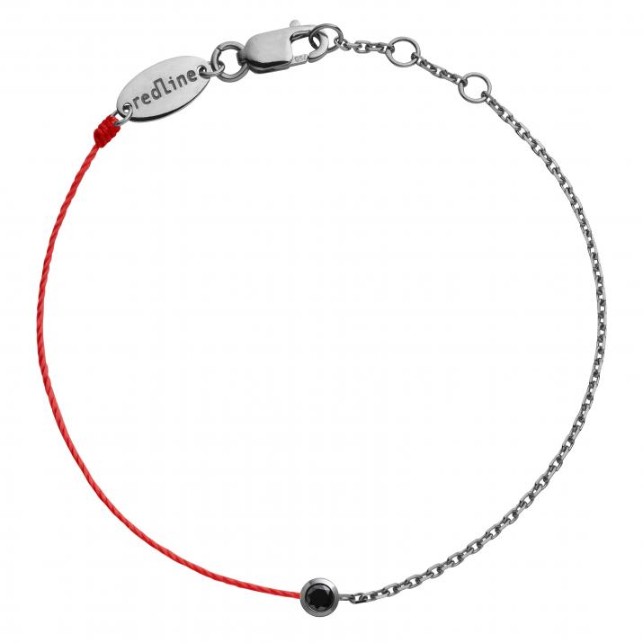 Bracelet homme fil et chaîne avec diamant noir 0.10 carat en serti clos or noir - Redline
