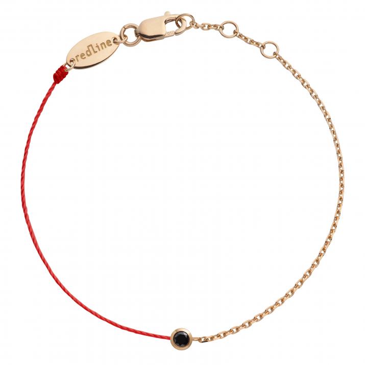 Bracelet homme fil et chaîne avec diamant noir 0.10 carat en serti clos or rose - Redline
