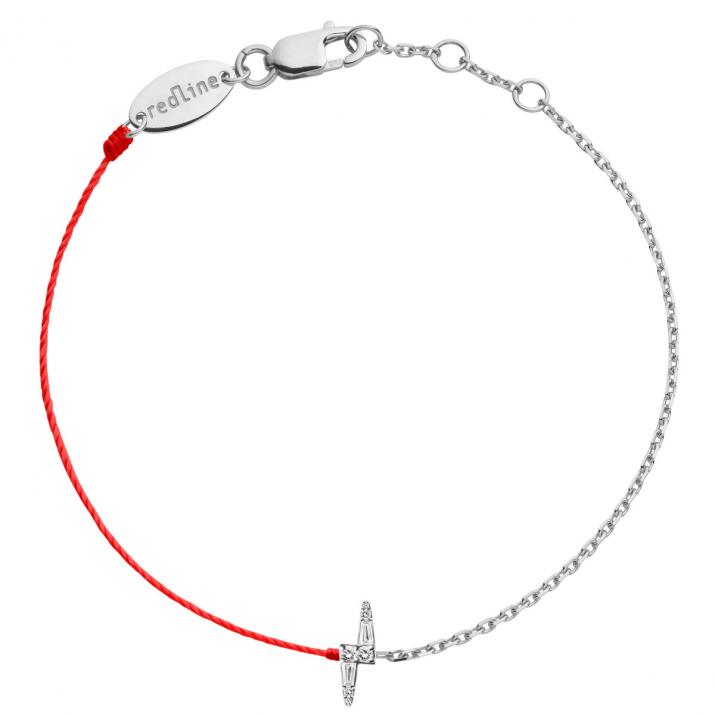 Bracelet mi-fil mi-chaîne en or blanc 18K, éclair de diamants 0,07 carat - Redline