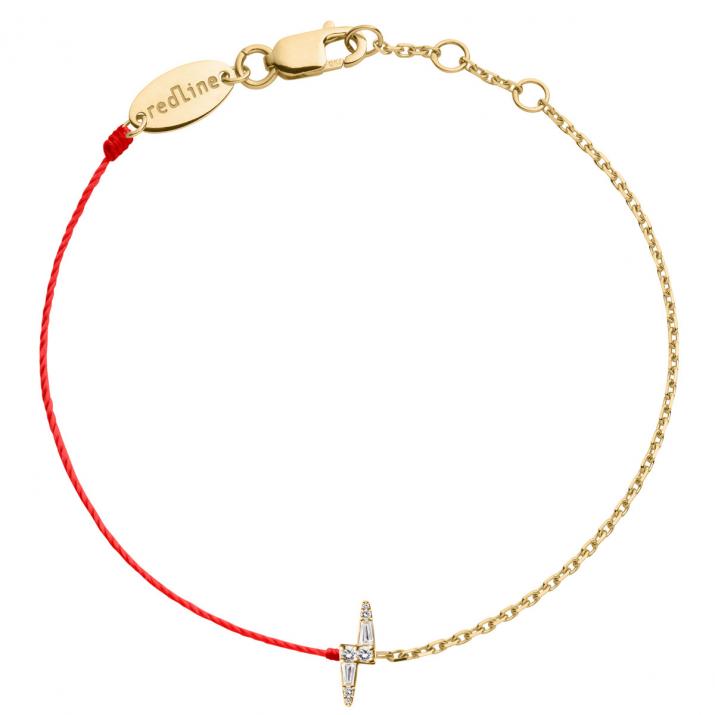Bracelet mi-fil mi-chaîne en or jaune 18K, éclair de diamants 0,07 carat - Redline