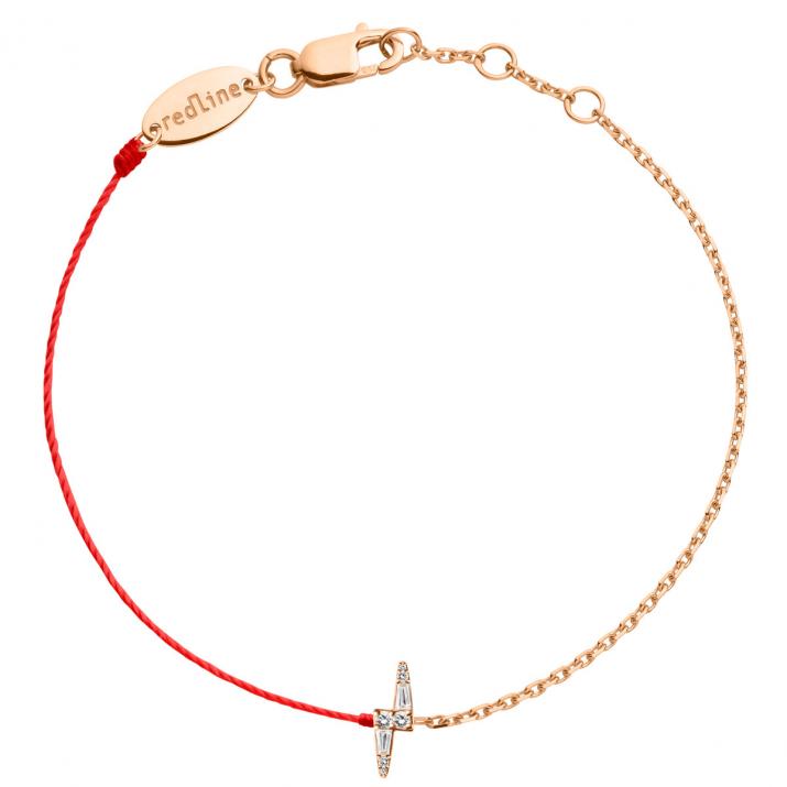Bracelet mi-fil mi-chaîne en or rose 18K, éclair de diamants 0,07 carat - Redline