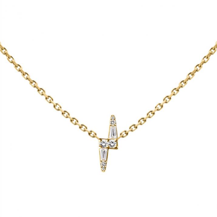 Collier chaîne en or jaune 18K, éclair de diamants 0,07 carat - Redline