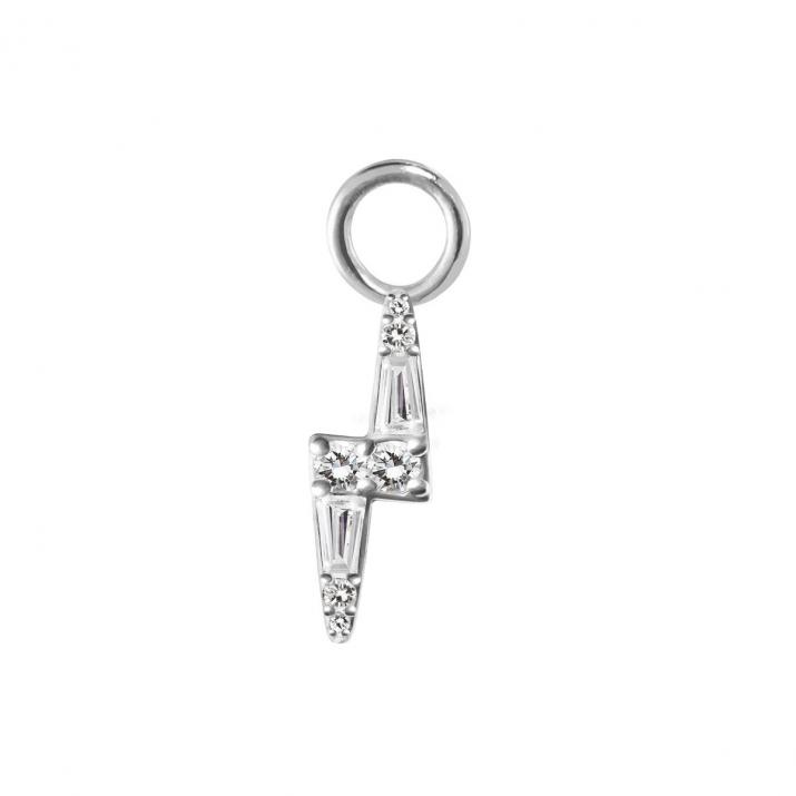 Pampille d’oreille en or blanc 18K, éclair de diamants 0,07 ct, à l’unité - Redline