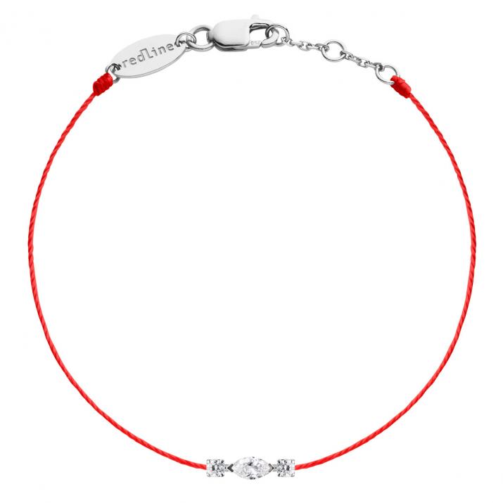 Bracelet tout fil en or blanc 18K, diamant navette et diamants ronds 0,12 carat - Redline - 0++