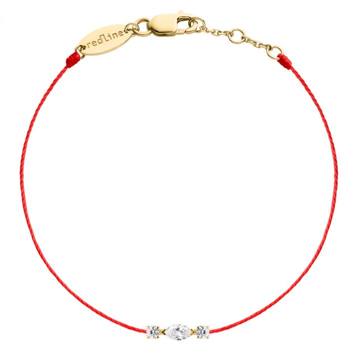 Bracelet tout fil en or jaune 18K, diamant navette et diamants ronds 0,12 carat - Redline - 0++