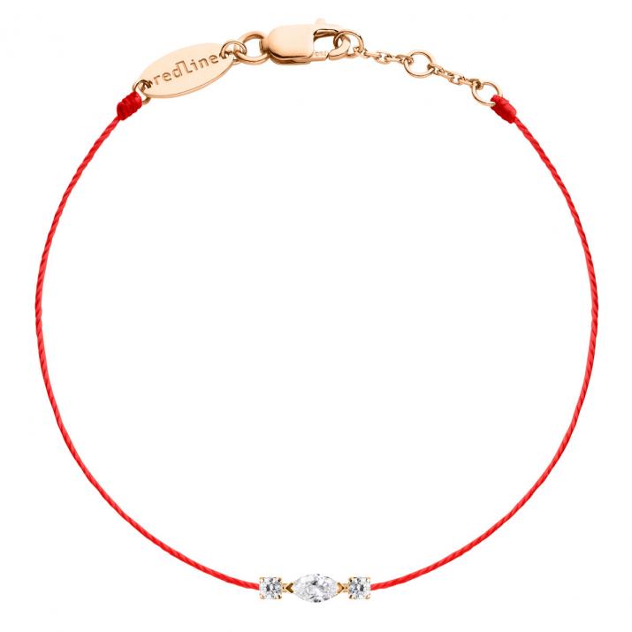 Bracelet tout fil en or rose 18K, diamant navette et diamants ronds 0,12 carat - Redline - 0++