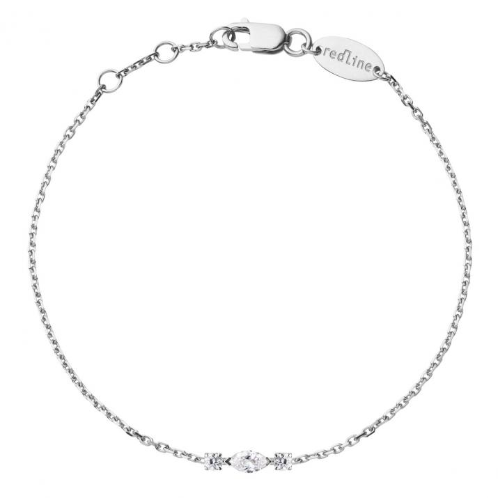Bracelet chaîne en or blanc 18K, diamant navette et diamants ronds 0,12 carat - Redline