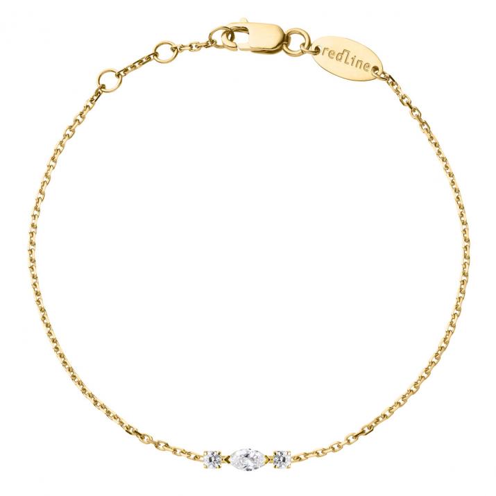 Bracelet chaîne en or jaune 18K, diamant navette et diamants ronds 0,12 carat - Redline