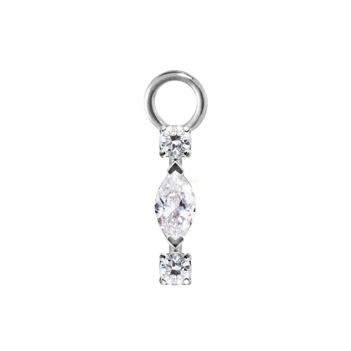 Pampille d’oreille en or blanc 18K, diamant navette et diamants ronds 0,12 ct, à l’unité - Redline