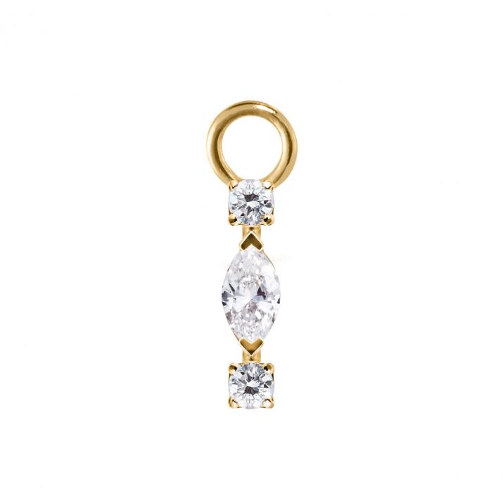 Pampille d’oreille en or jaune 18K, diamant navette et diamants ronds 0,12 ct, à l’unité - Redline