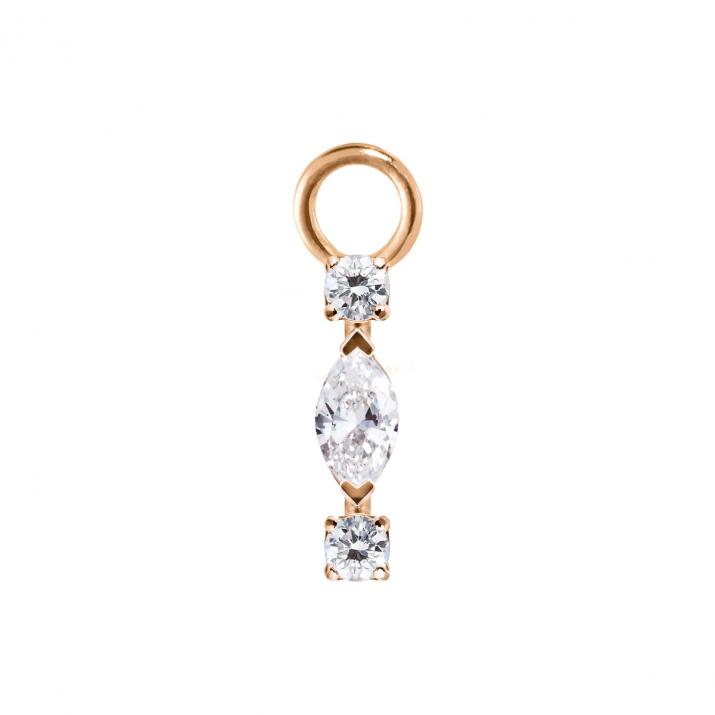 Pampille d’oreille en or rose 18K, diamant navette et diamants ronds 0,12 ct, à l’unité - Redline