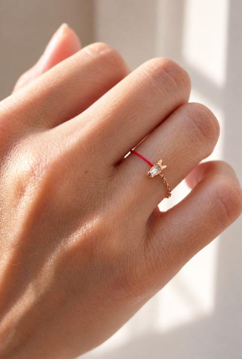 Bague Fil et Chaîne Lucky Horse Or Rose - Redline - 0++
