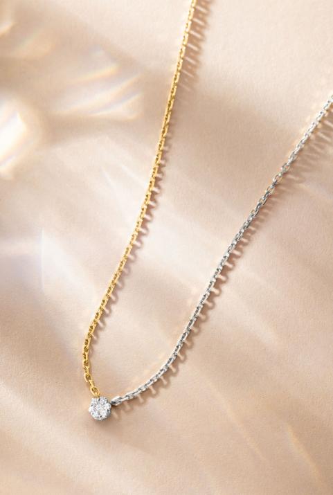 Collier Chaîne Illusion bicolor Or Blanc - Redline - 0++