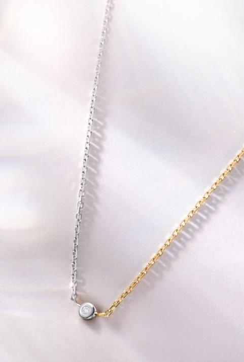 Collier Chaîne Minimaliste bicolor Or Blanc - Redline - 0++