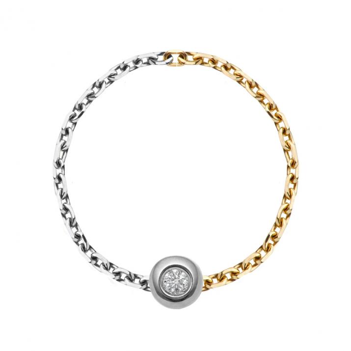 Bague Chaîne Minimaliste bicolor Or Blanc - Redline - 0++