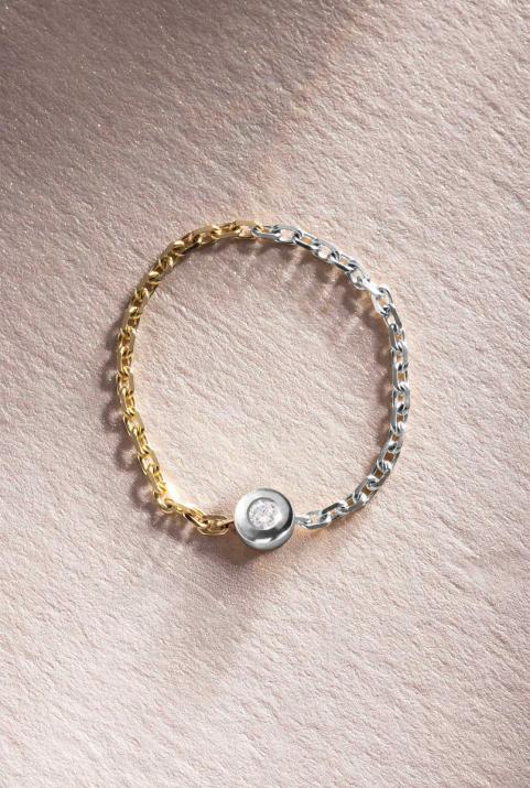 Bague Chaîne Mini Pure bicolor Or Blanc - Redline - 0++