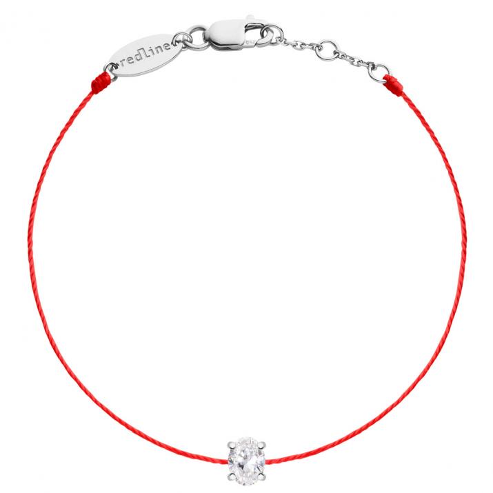 Bracelet tout fil en or blanc avec diamant ovale 0,09 carat - Redline