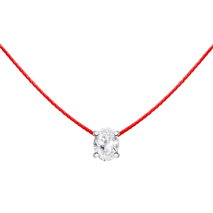 Collier tout fil en or blanc avec diamant ovale 0,09 carat - Redline