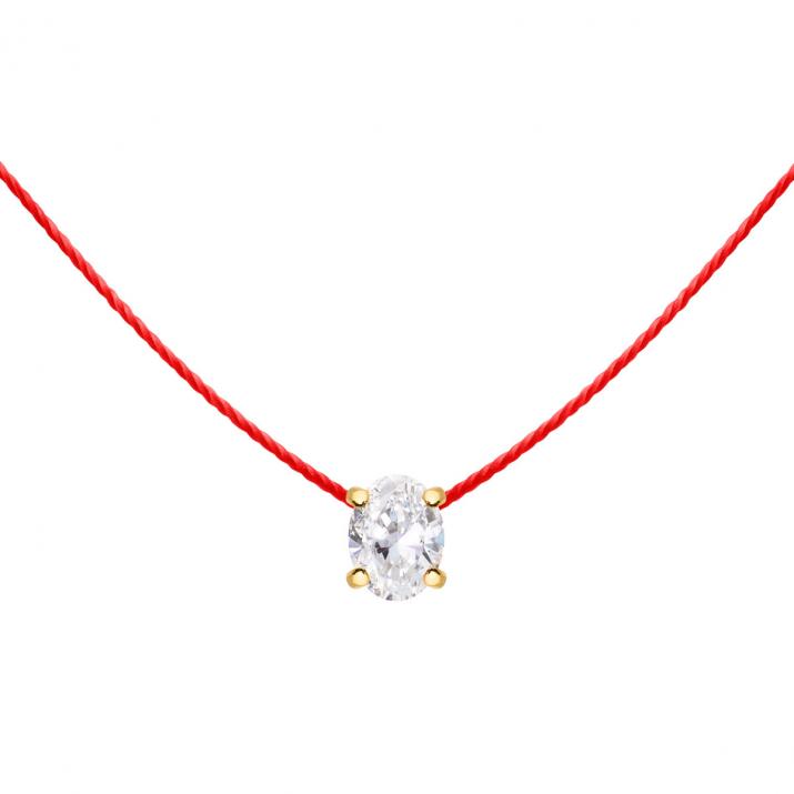 Collier tout fil en or jaune avec diamant ovale 0,09 carat - Redline