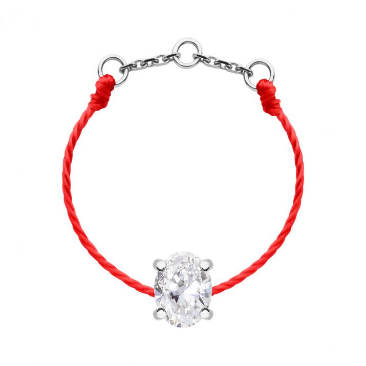 Bague tout fil en or blanc avec diamant ovale 0,09 carat - Redline