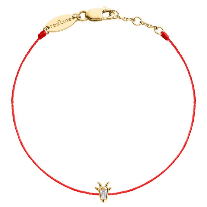 Bracelet tout fil en or jaune 18K, tête de chèvre et diamant taille trapèze 0,04 ct - Redline