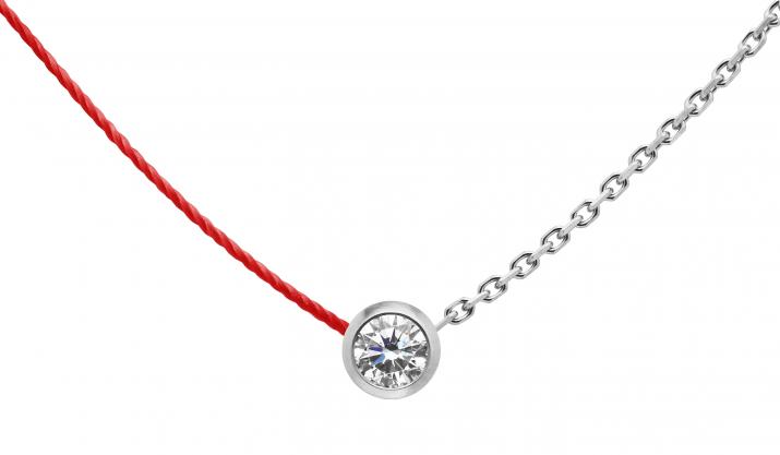 Collier fil et chaîne avec diamant 0.10 carat en serti clos or blanc - Redline - 0++