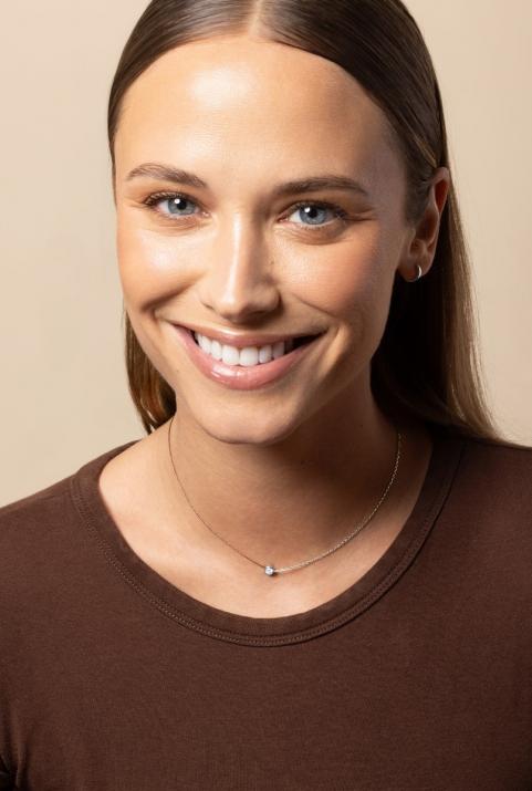 Collier fil et chaîne avec diamant 0.10 carat en serti clos or blanc - Redline - 0++