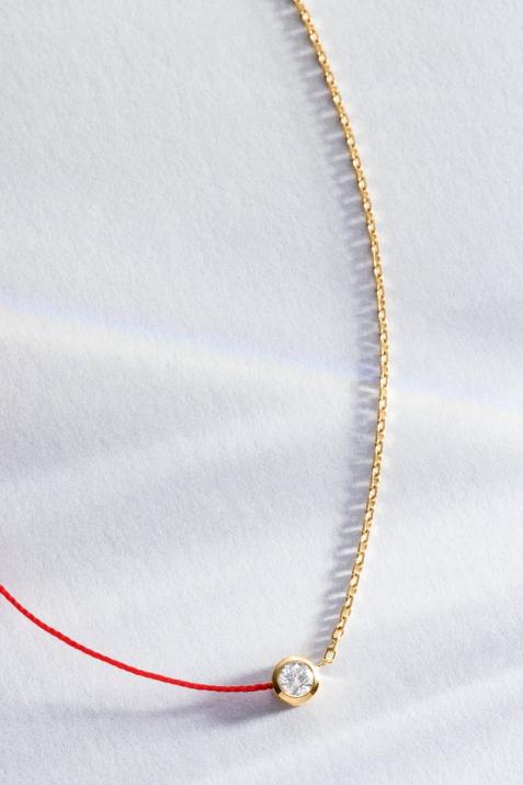Collier fil et chaîne avec diamant 0.10 carat en serti clos or jaune - Redline - 0++