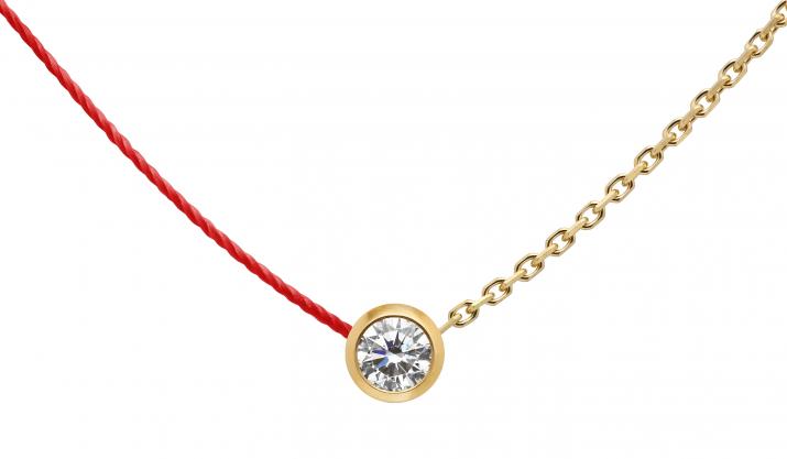 Collier fil et chaîne avec diamant 0.10 carat en serti clos or jaune - Redline - 0++