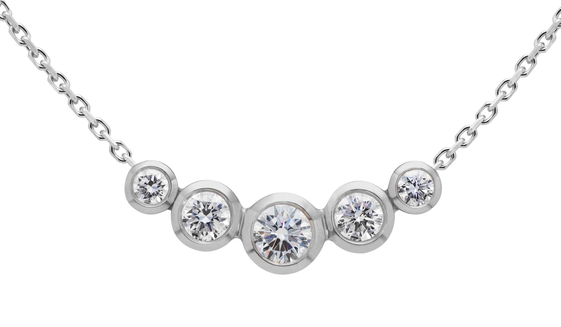 Redline Bijoux - The Five - Collier Chaîne Femme avec 0.50ct Diamant Rond  en Or Blanc Serti Clos - Redline