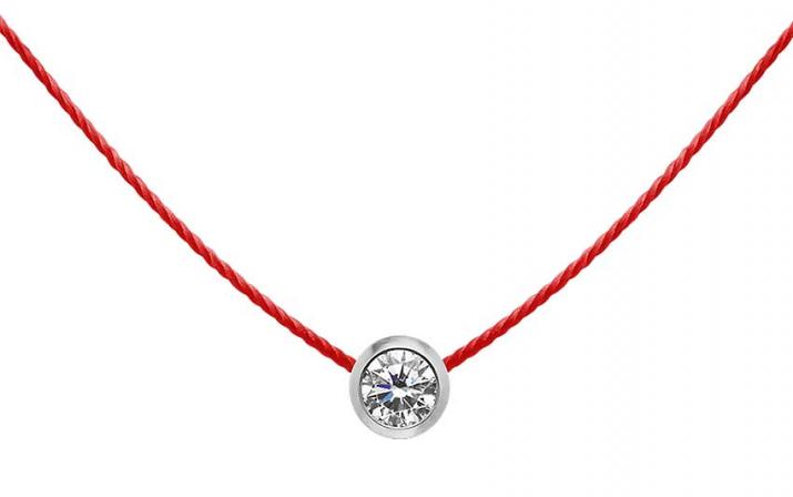 Collier fil avec diamant 0.10 carat en serti clos or blanc - Redline - 0++