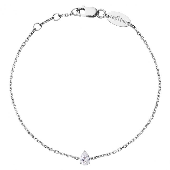 Bracelet chaîne avec diamant poire 0.10 carat en serti griffe or blanc - Redline - 0++