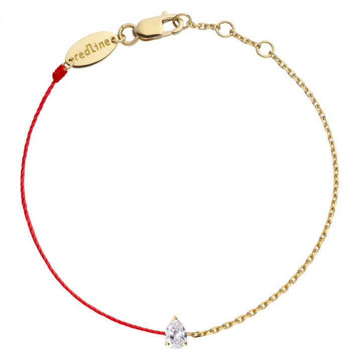 Bracelet fil et chaîne avec diamant poire 0.10 carat en serti griffe or jaune - Redline - 0++
