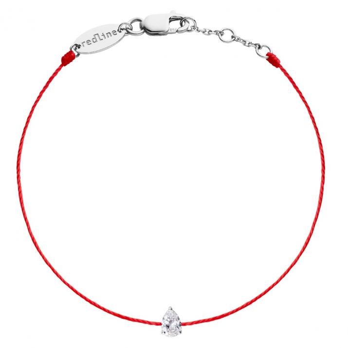 Bracelet fil avec diamant poire 0.10 carat en serti griffe or blanc - Redline - 0++