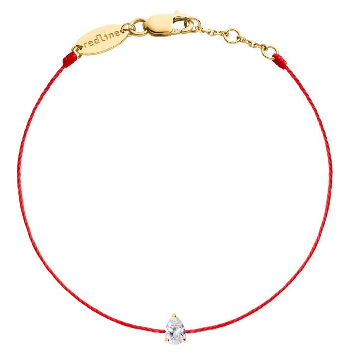 Bracelet fil avec diamant poire 0.10 carat en serti griffe or jaune - Redline - 0++