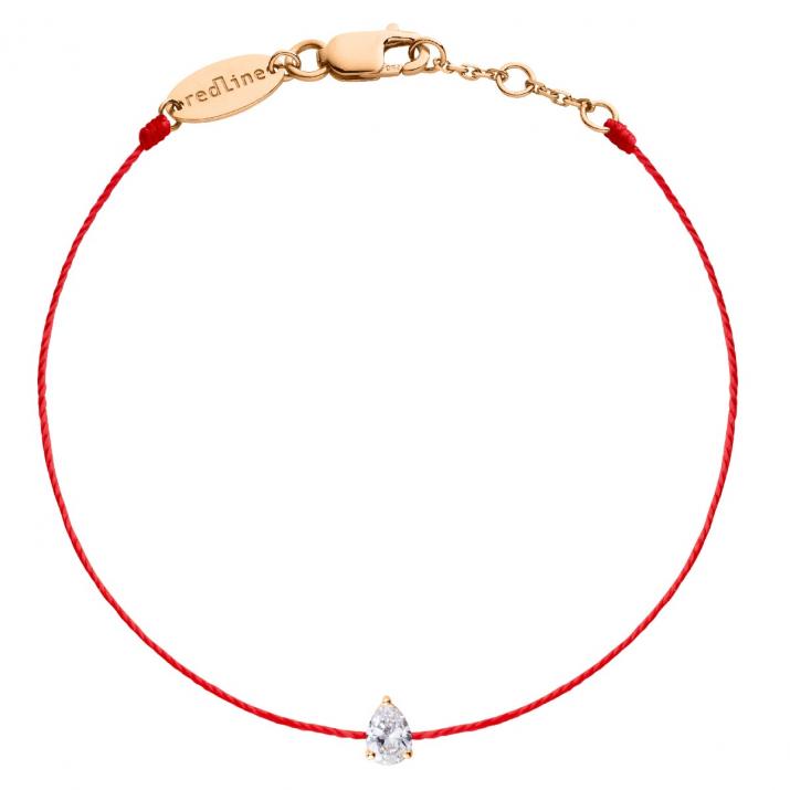 Bracelet fil avec diamant poire 0.10 carat en serti griffe or rose - Redline - 0++
