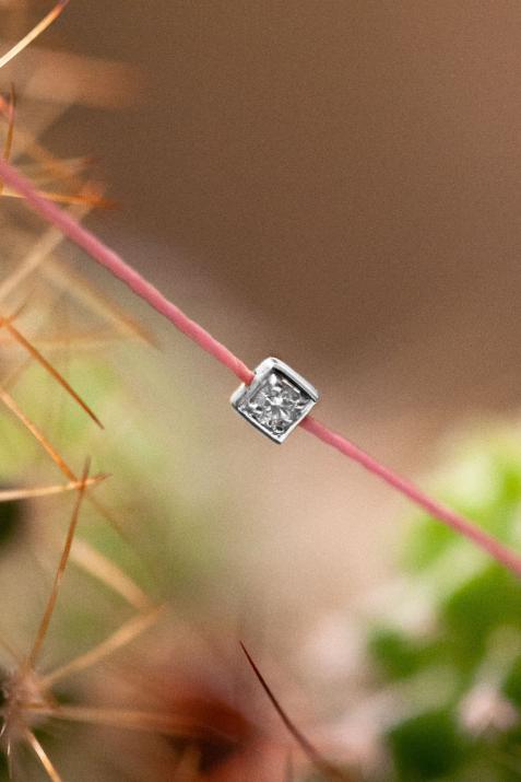 bracelet Amy fil diamant de 0,02 carat et carré or blanc  - Redline - 0++