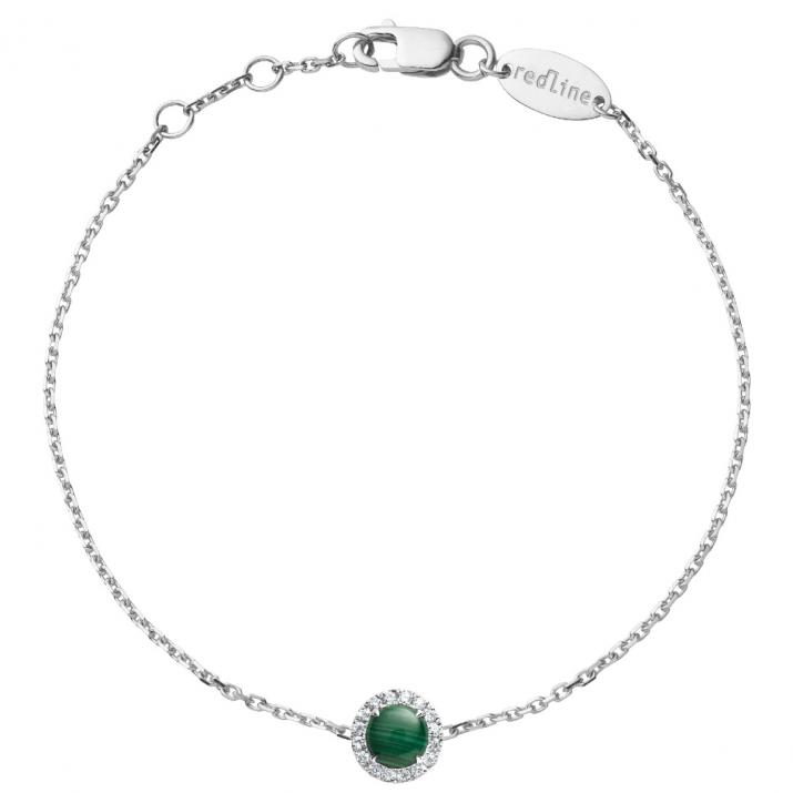 Bracelet chaîne malachite et diamants en serti griffe or blanc - Redline