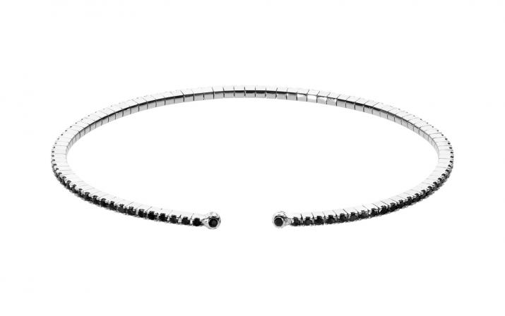 Bracelet jonc avec diamants noirs 0.91 carat en serti griffe or blanc - Redline - 0++