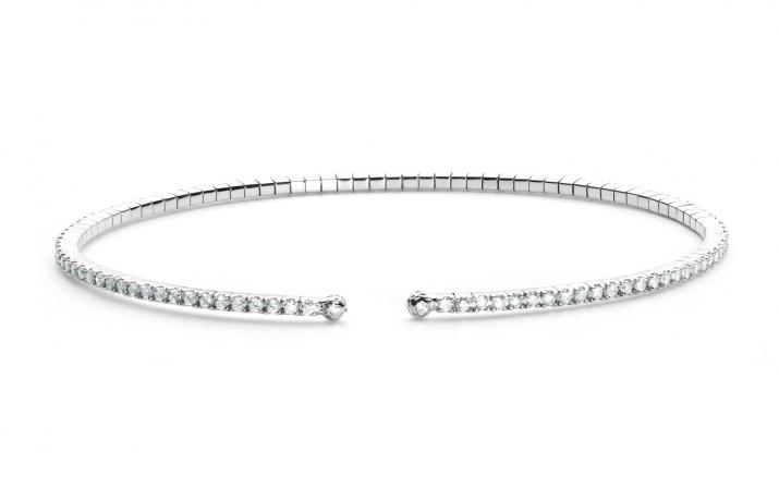 Bracelet jonc avec diamants 0.91 carat en serti griffe or blanc - Redline - 0++