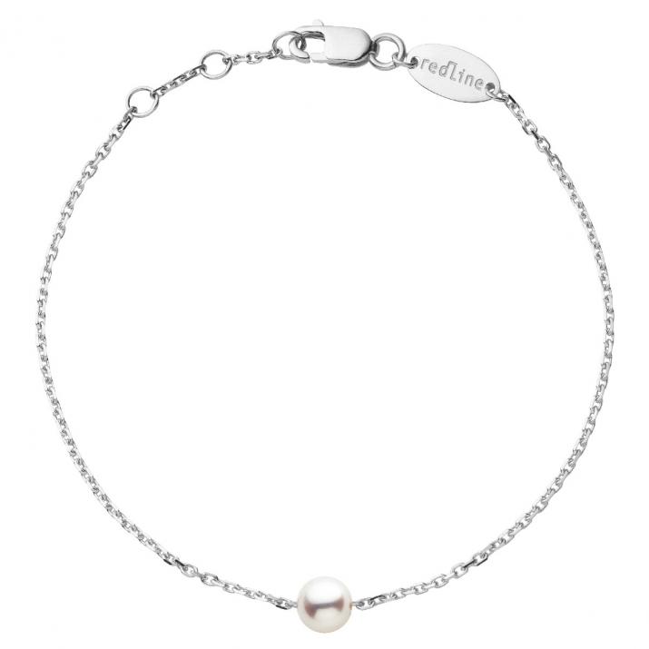 Bracelet chaîne avec perle d'Akoya fermoir en or blanc - Redline - 0++
